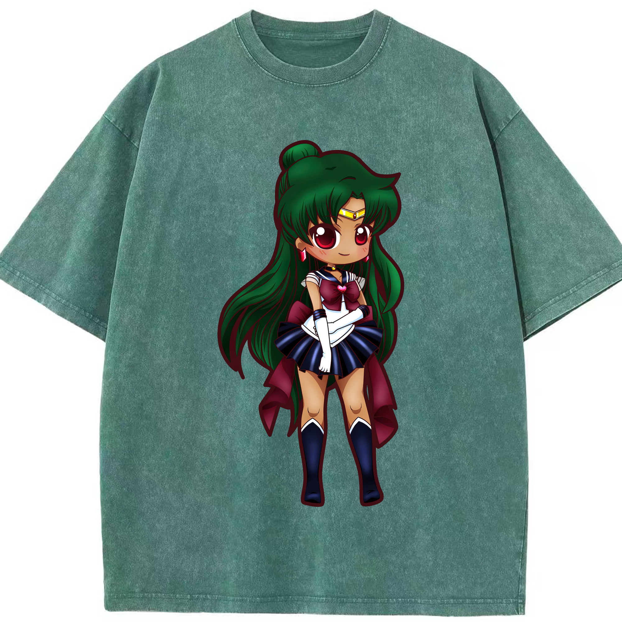 （画像用） 美少女戦士セーラームーン 冥王せつな Sailor Moon Meiou Setsuna 綿100% ヴィンテージ風 半袖Tシャツ（フロントプリント）